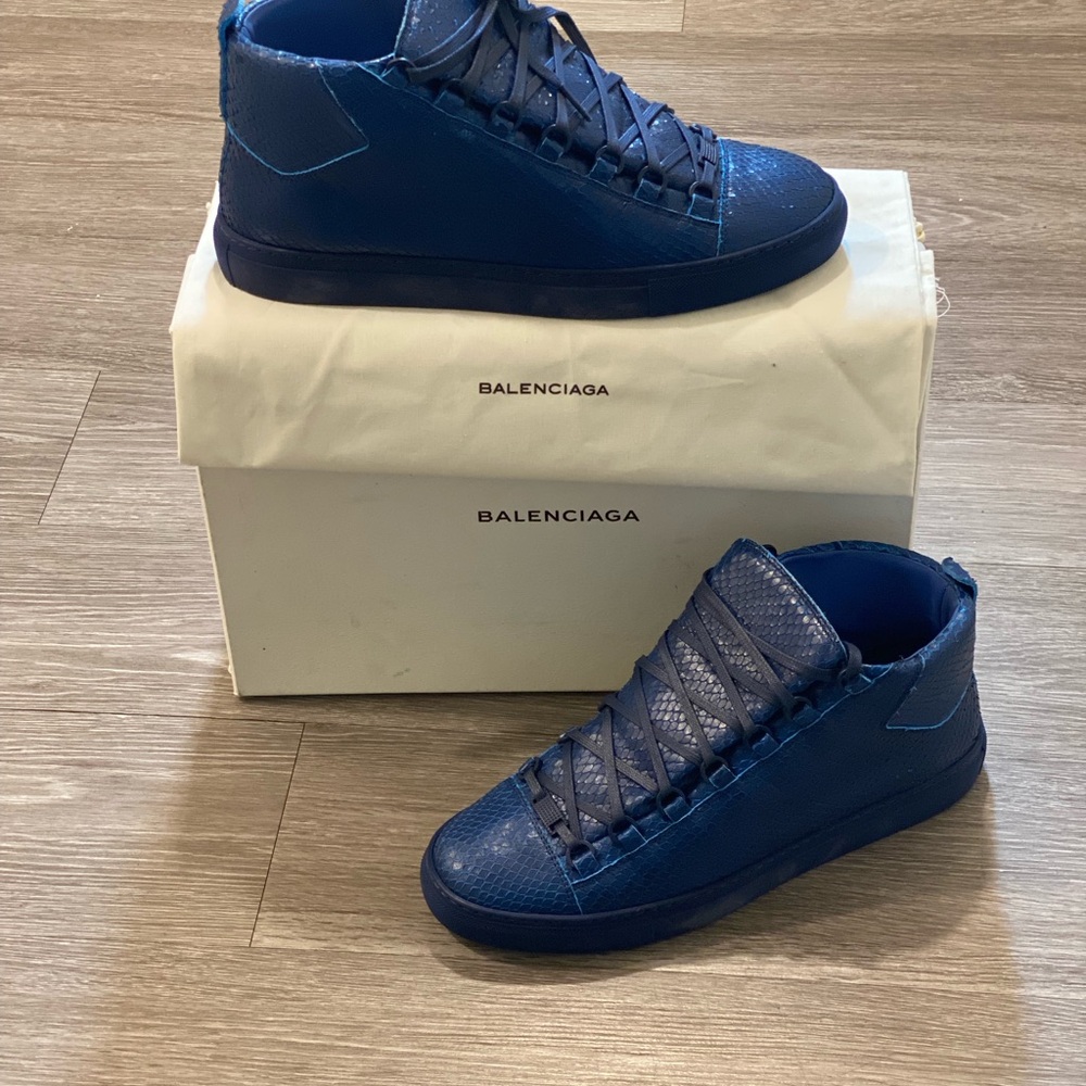 Balenciaga Blue High-Top Sneakers with Minimalist Design